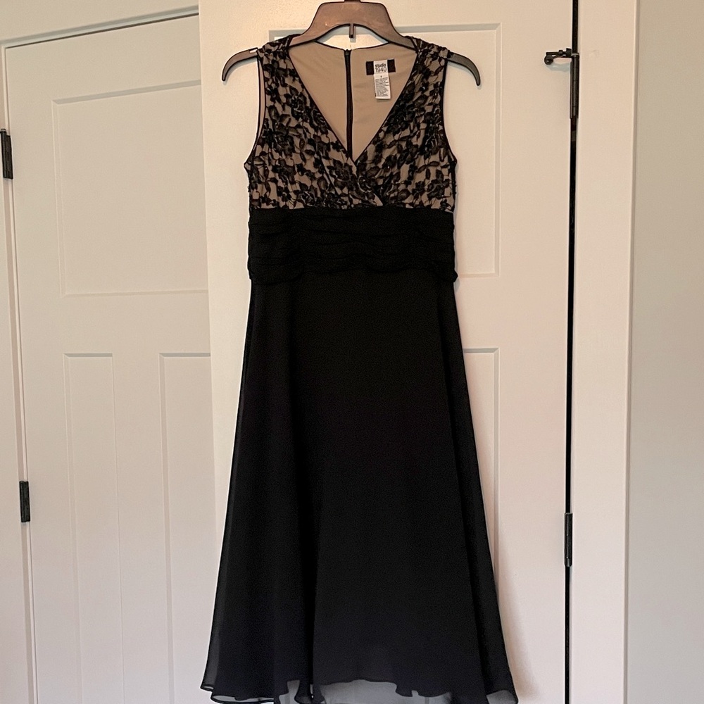 Studio Black and Beige Lace Midi Dress